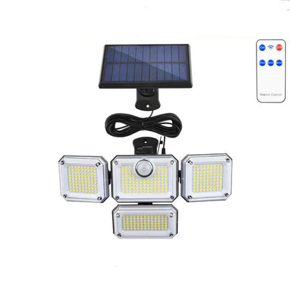 Solar Motion Sensor Light 122 LED 4-Head 3000LM Outdoor Flood Security