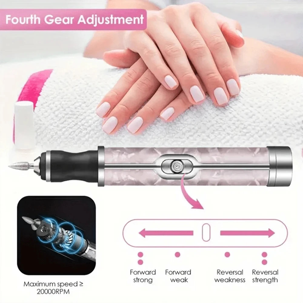 Electric Nail Drill Kit Rechargeable 20000RPM Manicure Pedicure File