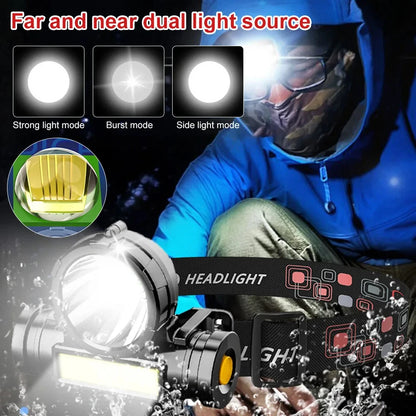 LED Headlamp Rechargeable USB Torch 500m Beam Waterproof Camping Light