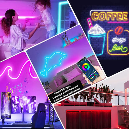 RGB Neon LED Strip Light 1M-5M USB WiFi Smart App Alexa Google Home