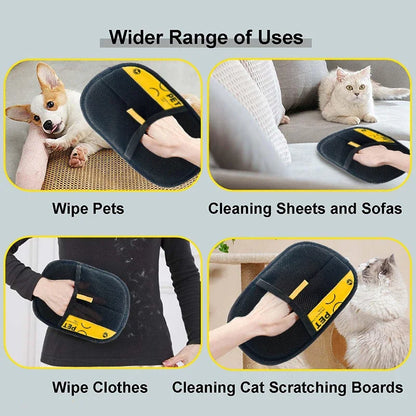 Pet Hair Removal Mitts 2-in-1 Grooming Glove Lint Roller Reusable Washable