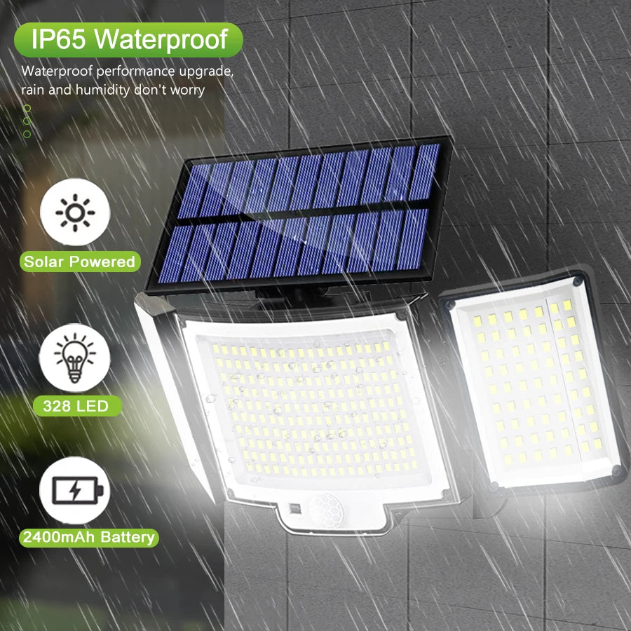 Solar Motion Sensor Light 348 LED Outdoor Security Floodlight IP65 Remote