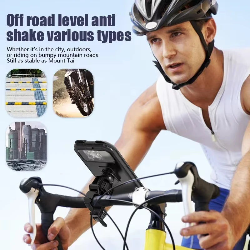Waterproof Motorcycle Phone Holder 360° Rotation Bike Mount 5.5-6.9 Inch
