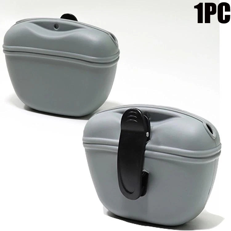 Silicone Dog Treat Pouch 12.5cm Magnetic Training Bag with Belt Clip