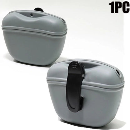 Silicone Dog Treat Pouch 12.5cm Magnetic Training Bag with Belt Clip