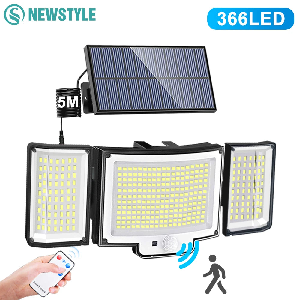 Solar Outdoor Lights 366 LED Motion Sensor Security Light Waterproof Garden