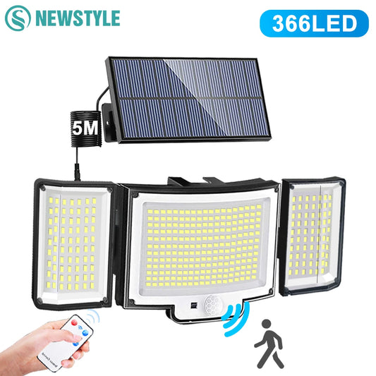 Solar Outdoor Lights 366 LED Motion Sensor Security Light Waterproof Garden