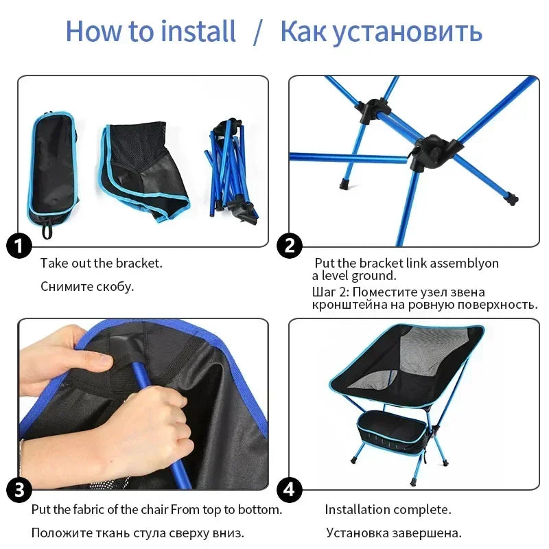 Portable Folding Camping Chair Lightweight Aluminium Beach Fishing Picnic