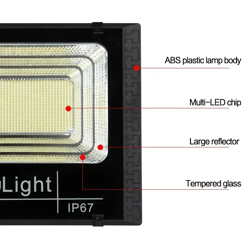 Solar Flood Light 30W Outdoor Waterproof IP67 Remote Control Adjustable