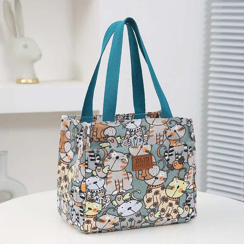 Insulated Lunch Bag Cartoon Print Large Capacity Thermal Cooler Picnic