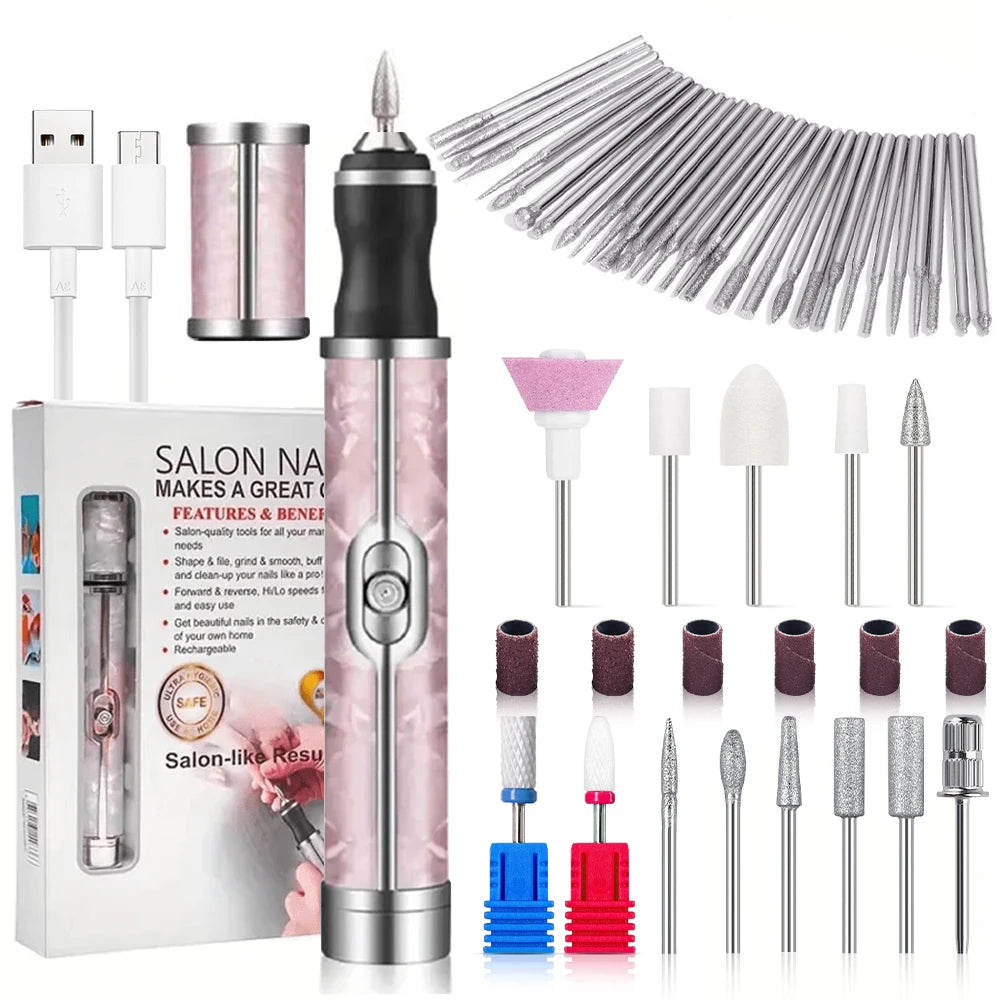 Electric Nail Drill Kit Rechargeable 20000RPM Manicure Pedicure File