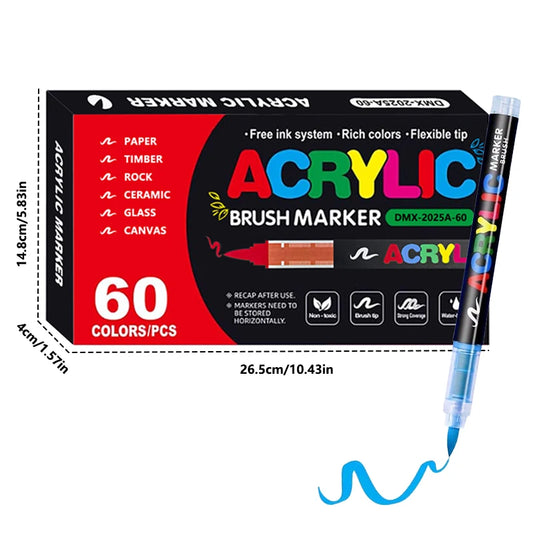 Acrylic Paint Pens 12-366 Colours Felt Brush Tip Markers Wood Rock Canvas