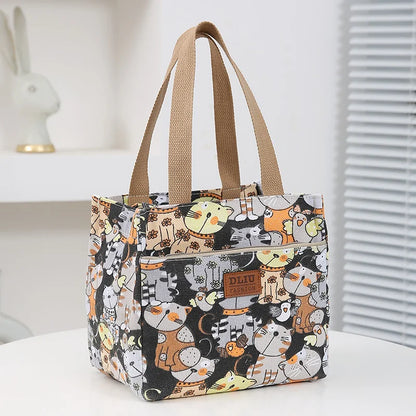 Insulated Lunch Bag Cartoon Print Large Capacity Thermal Cooler Picnic