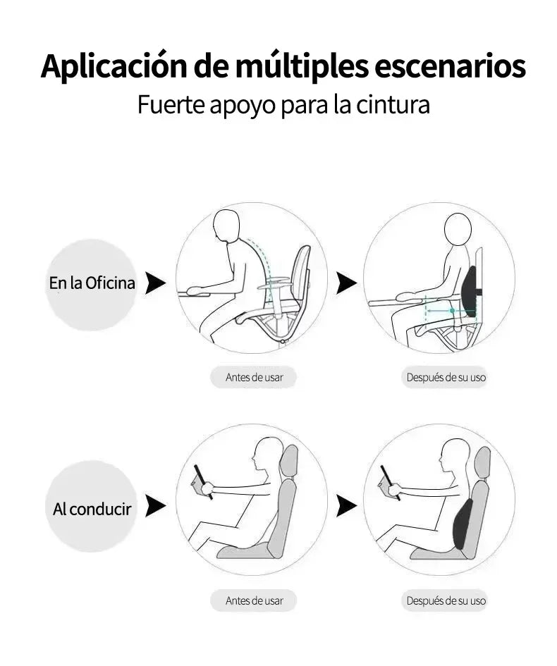 Memory Foam Lumbar Support Cushion for Car Office Chair Back Pain Relief