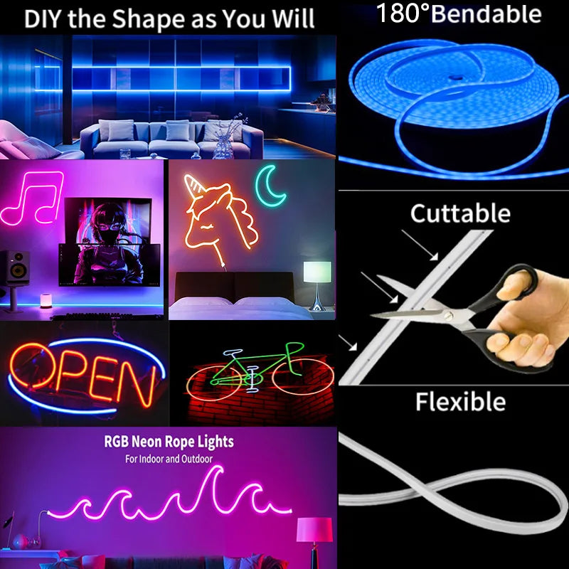 RGB Neon LED Strip Light 1M-5M USB WiFi Smart App Alexa Google Home