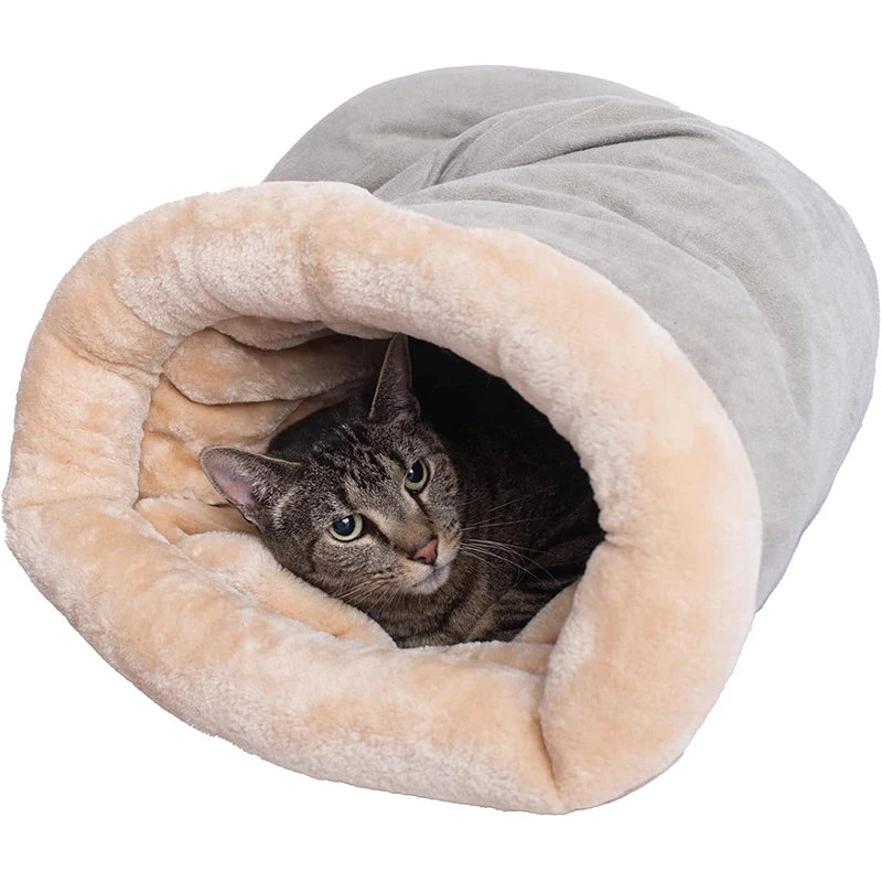 Cat Sleeping Bag Semi-Enclosed Pet Bed Warm Removable Washable 65x48cm