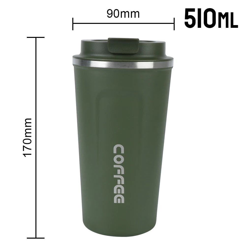 Stainless Steel Insulated Travel Mug 380ml 510ml Leak-Proof Thermos Cup
