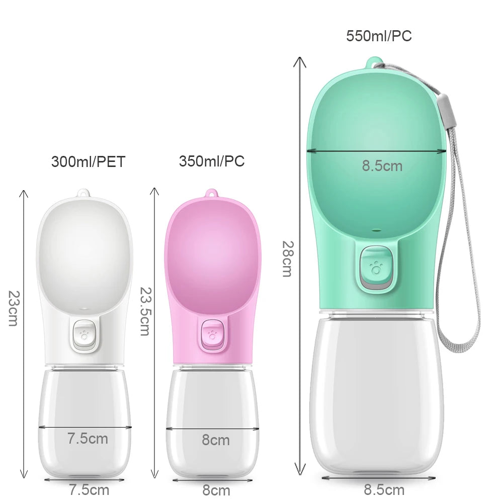 Portable Dog Water Bottle Leakproof Pet Travel Drinking Bowl 300-550ML
