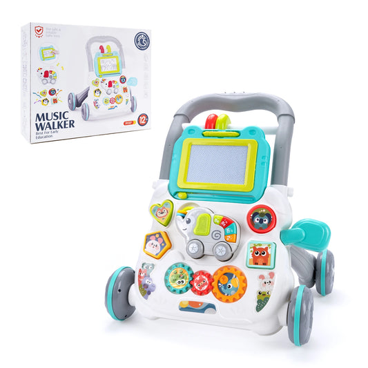 Baby Push Walker Toy with Music & Drawing Board – Multifunction Activity Centre