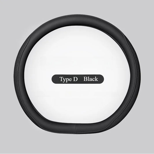 Leather Steering Wheel Cover 15 Inch Non-Slip Breathable Universal Fit