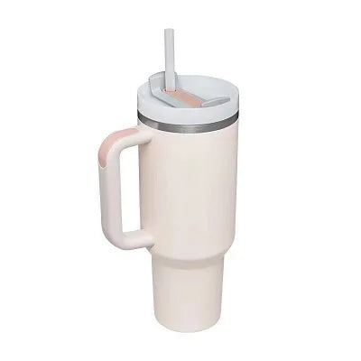 1.2L Insulated Tumbler with Handle & Straw - Stainless Steel Travel Mug