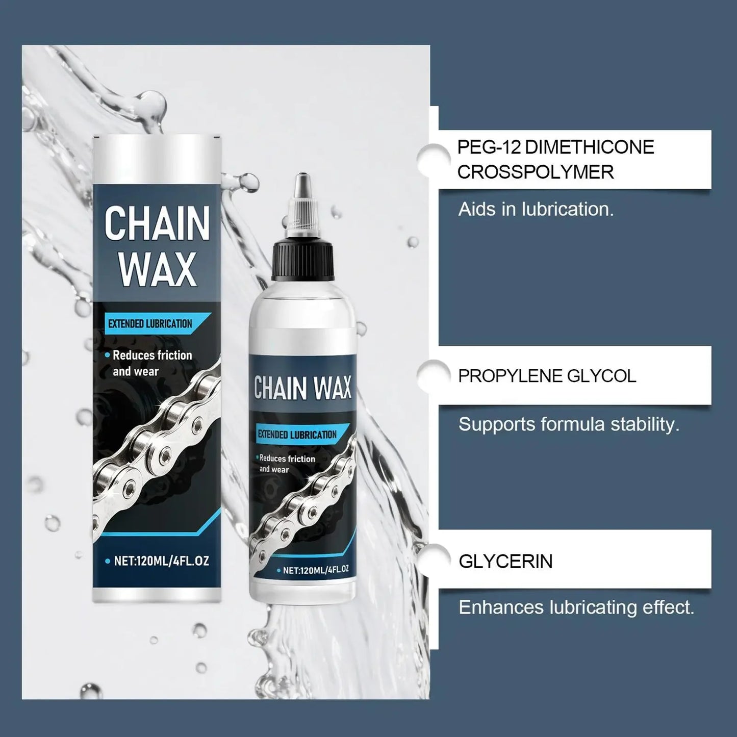 Wax-Based Bike Chain Lube 120ml Dry & Wet Conditions MTB Road