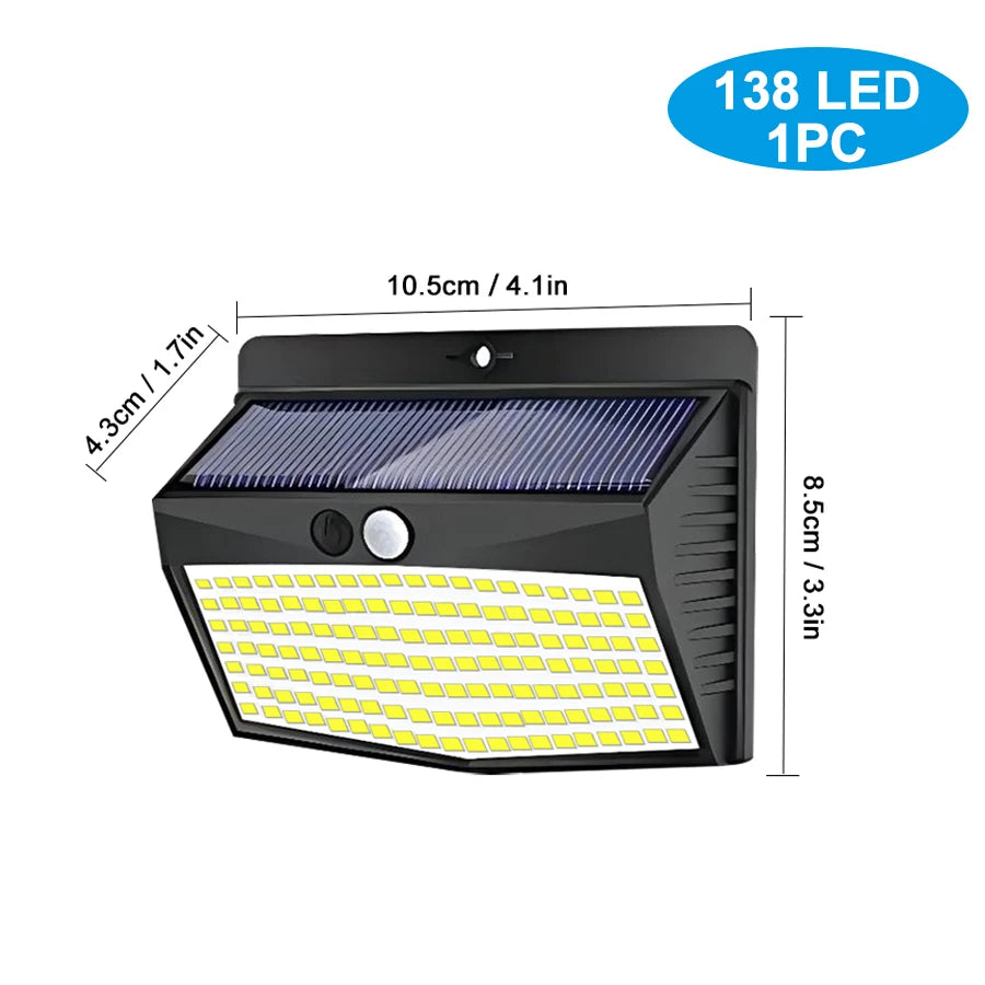 Solar Motion Sensor Light Outdoor 528/418/138 LED Waterproof Floodlight