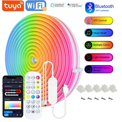 RGB Neon LED Strip Light 1M-5M USB WiFi Smart App Alexa Google Home
