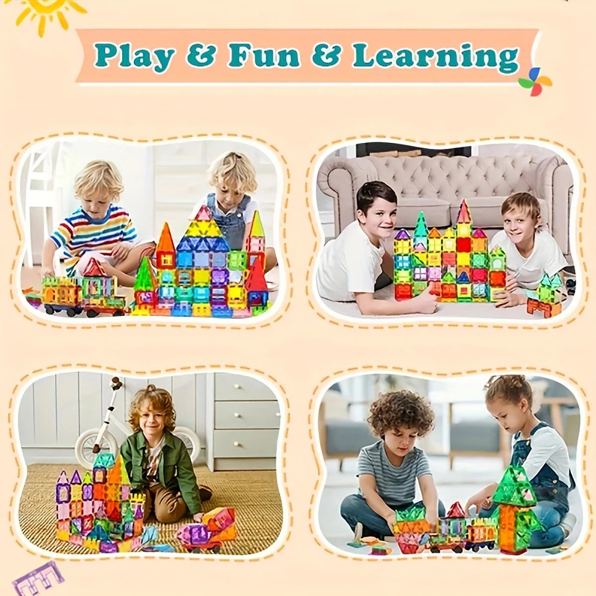 Magnetic Building Blocks Set Creative Architect Toy Kids Gift 3+