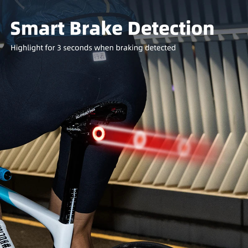 Smart Bike Tail Light Auto Brake Sensing Team Sync Rechargeable LED