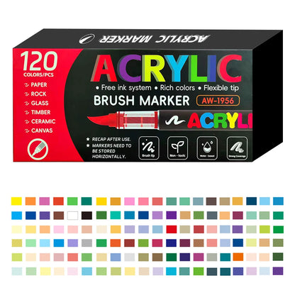 Acrylic Paint Pens 12-366 Colours Felt Brush Tip Markers Wood Rock Canvas