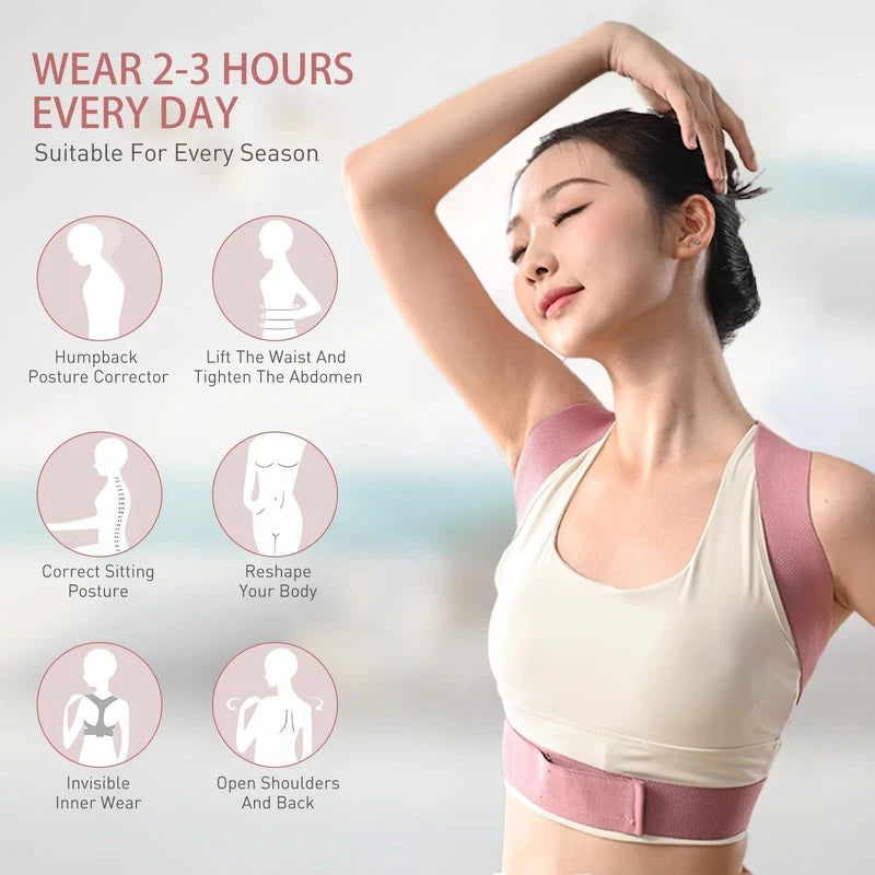 Posture Corrector Back Brace Adjustable Support Belt Breathable Unisex