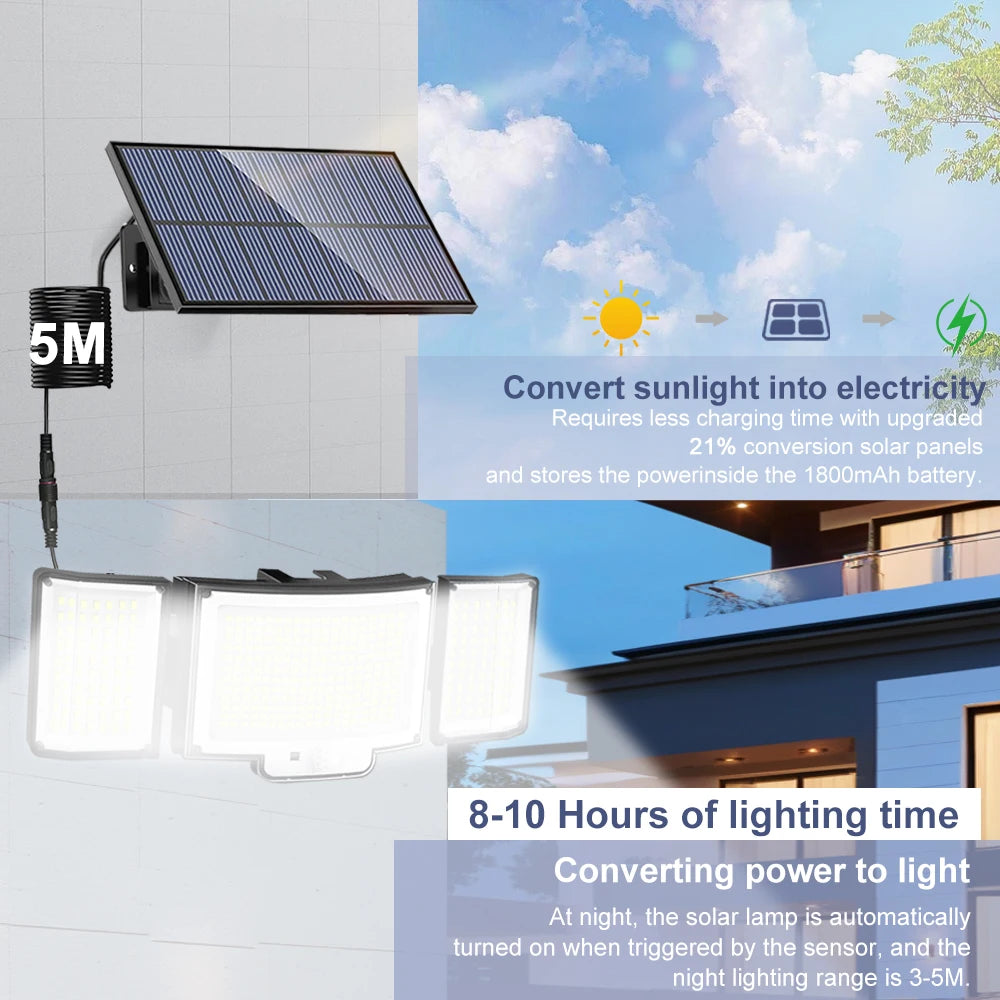 Solar Outdoor Lights 366 LED Motion Sensor Security Light Waterproof Garden