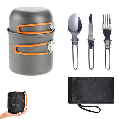 Camping Cookware Set Aluminium Alloy Pot Pan Lightweight Portable Outdoor