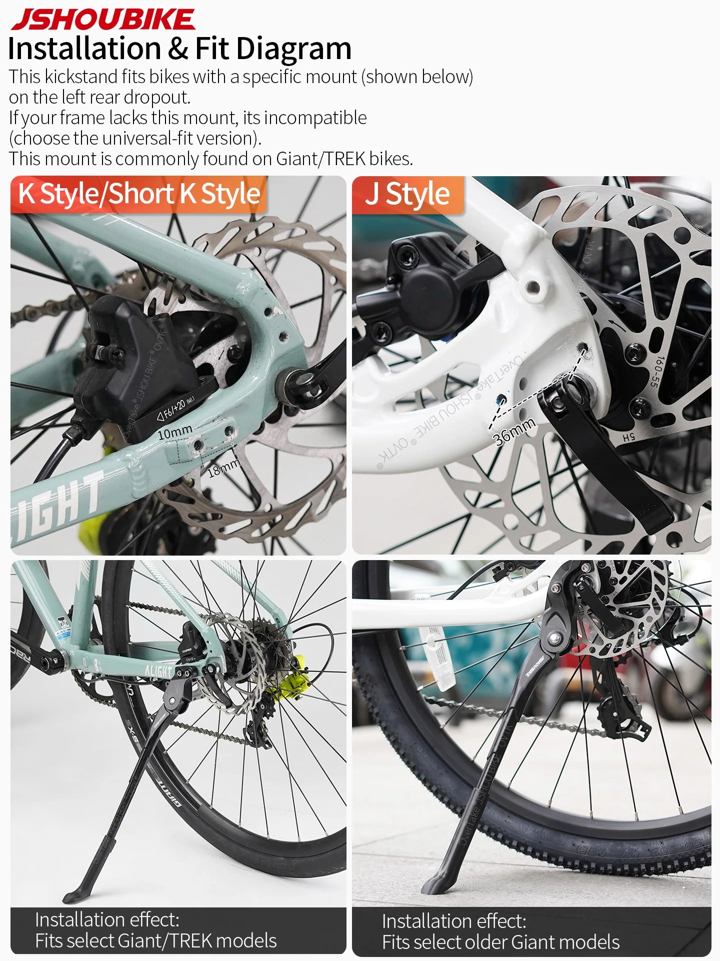 Adjustable Bicycle Kickstand Aluminium Alloy 18–29 Inch Wheels