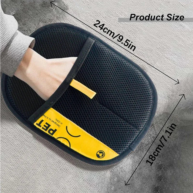 Pet Hair Removal Mitts 2-in-1 Grooming Glove Lint Roller Reusable Washable