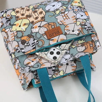 Insulated Lunch Bag Cartoon Print Large Capacity Thermal Cooler Picnic