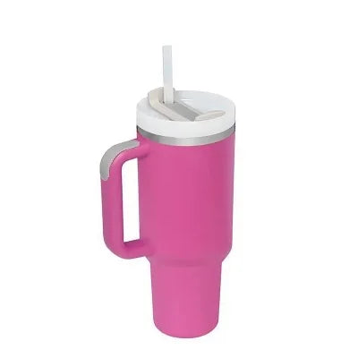 1.2L Insulated Tumbler with Handle & Straw - Stainless Steel Travel Mug