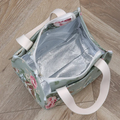 Insulated Lunch Bag Floral Print Large Capacity Thermal Cooler Picnic