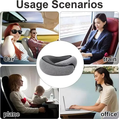 Memory Foam Travel Neck Pillow U-Shaped Adjustable Support Portable Sleep