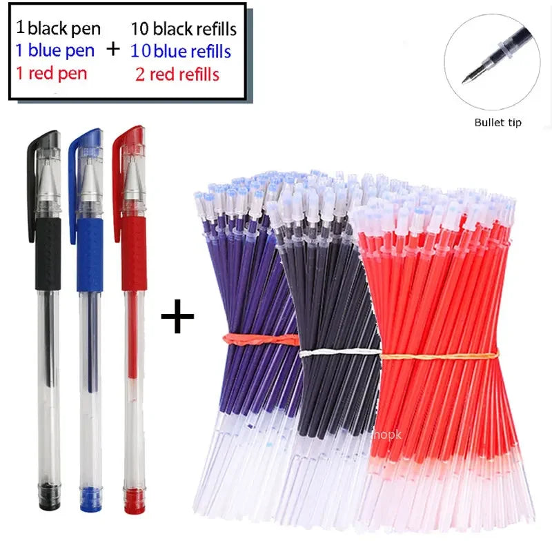 Gel Pen Set 35pcs 0.5mm Fine Tip Black Blue Red Ink Kawaii Stationery