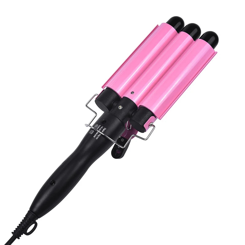 Triple Barrel Hair Waver Ceramic Curling Iron 170-220°C Adjustable Heat