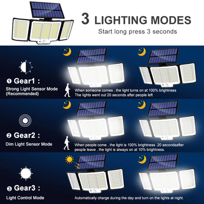 Solar Motion Sensor Light 348 LED Outdoor Security Floodlight IP65 Remote