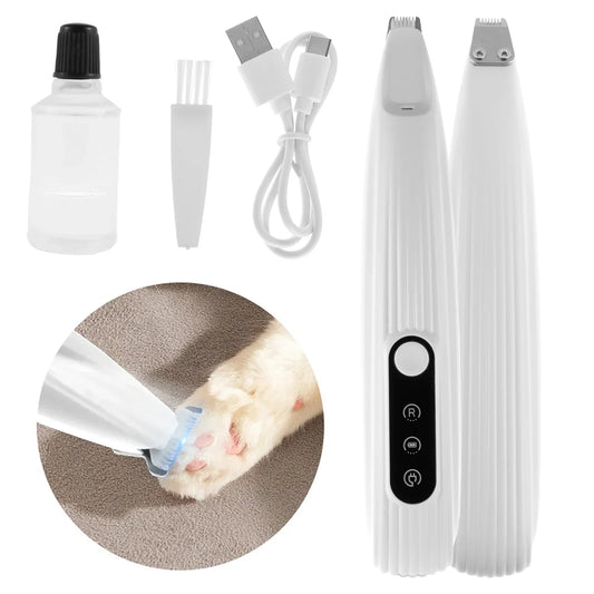 Pet Paw Trimmer LED Light Low Noise Cordless Dog Cat Hair Clipper Grooming