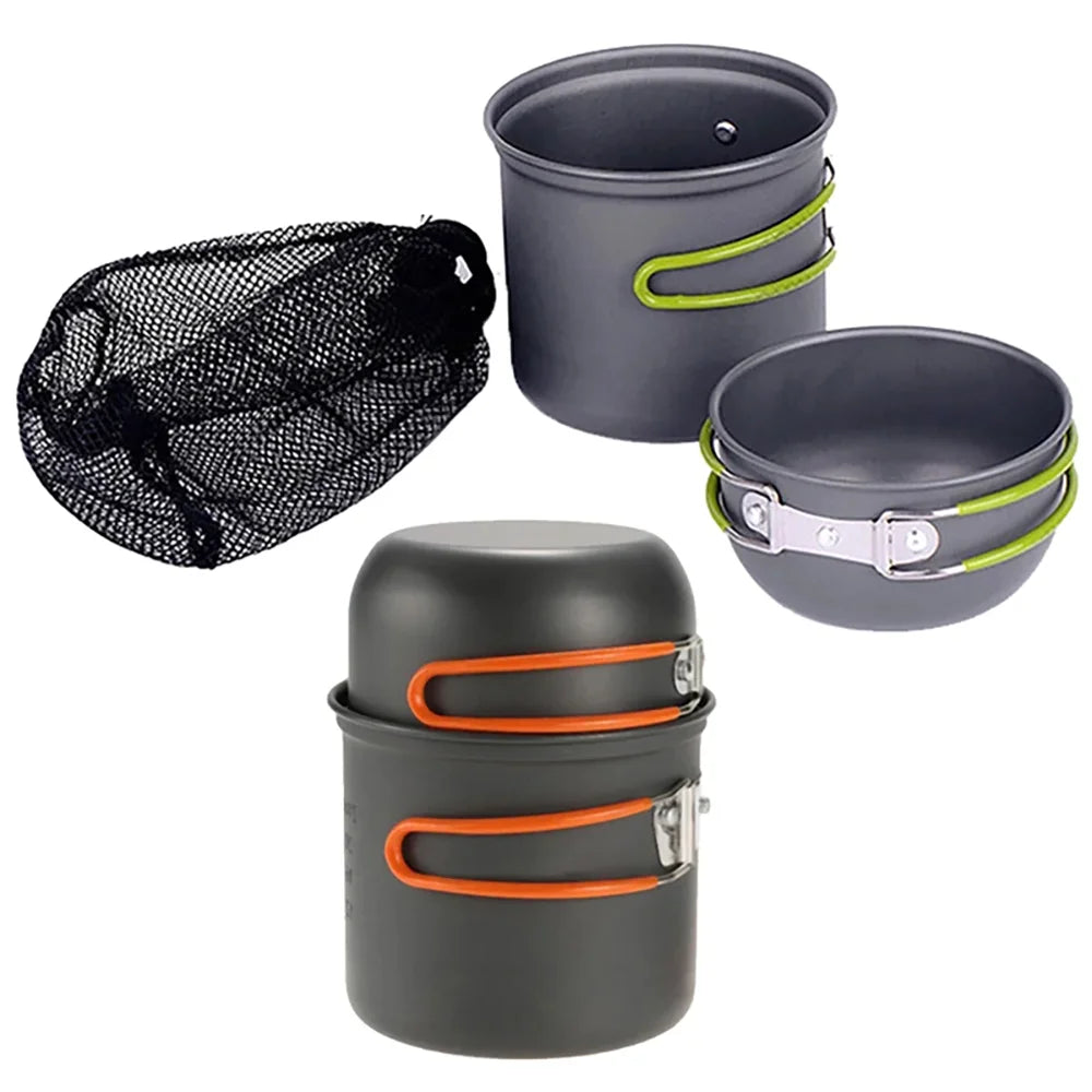 Camping Cookware Set Aluminium Alloy Pot Pan Lightweight Portable Outdoor