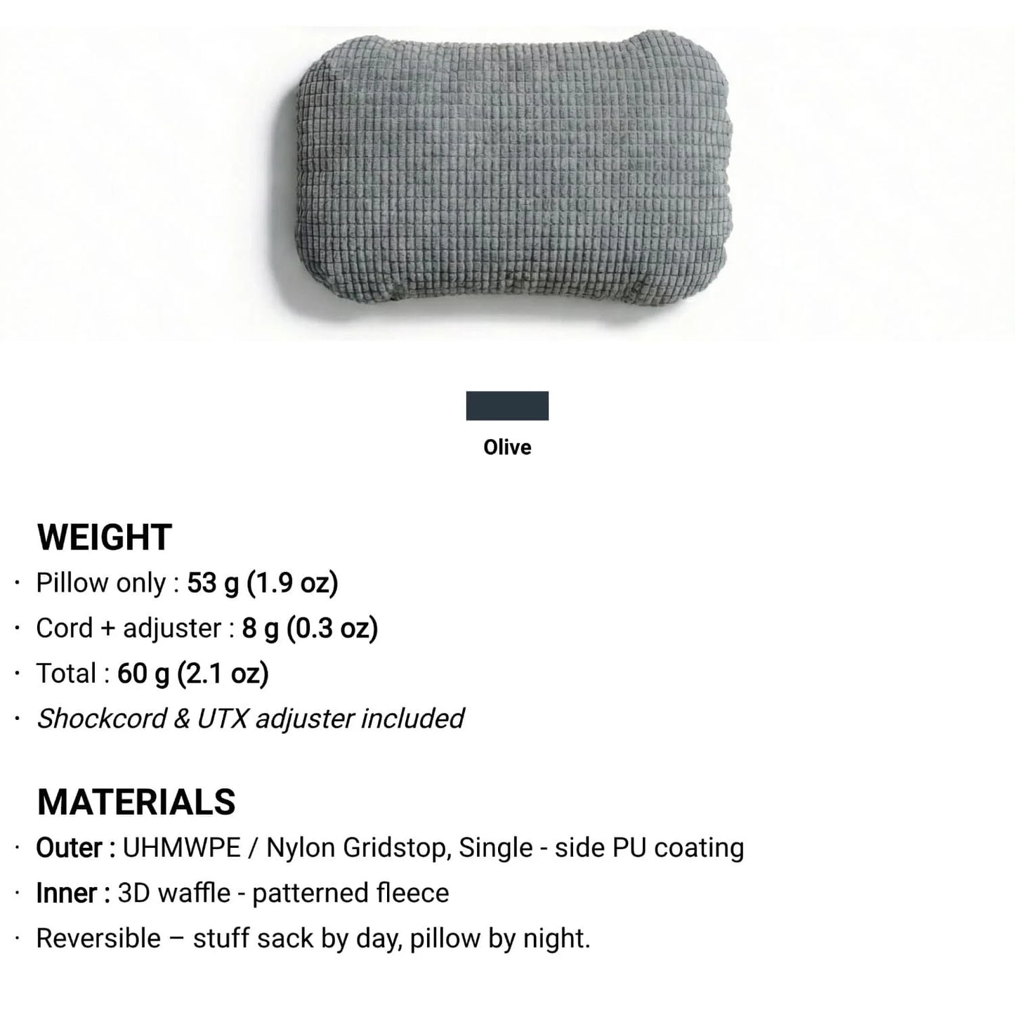 Ultralight Stuff Sack Pillow 60g UHMWPE Camping Hiking Storage Organiser