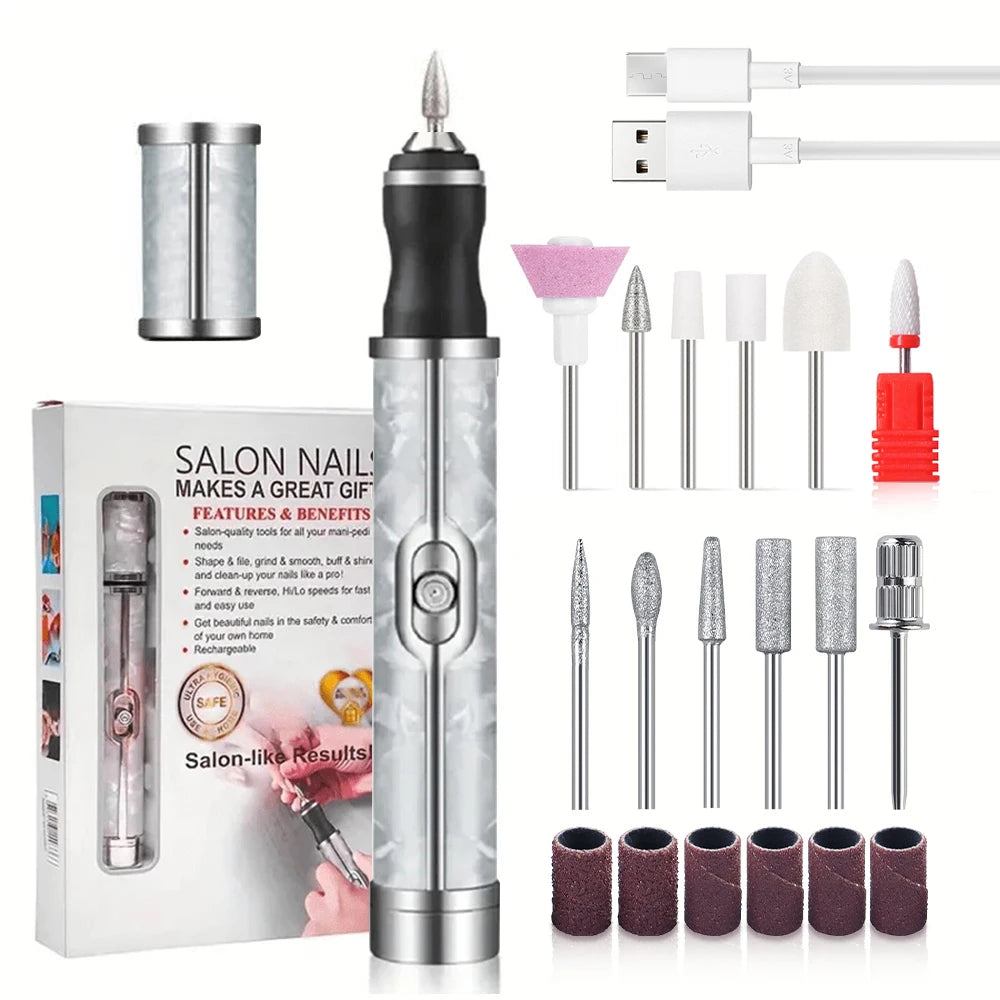 Electric Nail Drill Kit Rechargeable 20000RPM Manicure Pedicure File