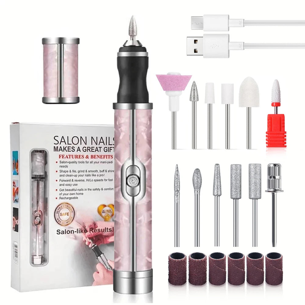 Electric Nail Drill Kit Rechargeable 20000RPM Manicure Pedicure File