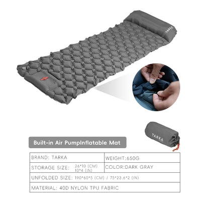 Inflatable Camping Mat 190x60cm Self-Inflating with Built-In Pump & Pillow