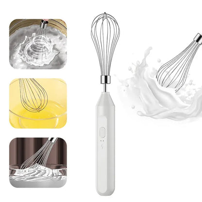 Electric Milk Frother Handheld USB Rechargeable Stainless Steel Whisk